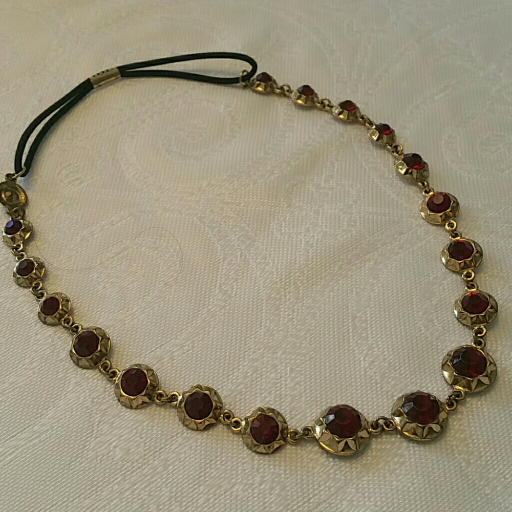 Red stone and gold fashion headband